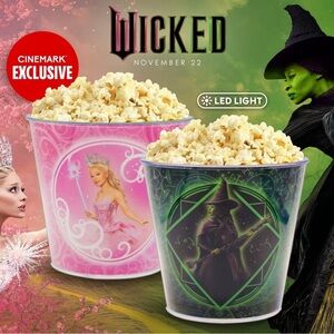 🩷Cinemark Exclusive Wicked Movie Light Up Popcorn Container Tin💚